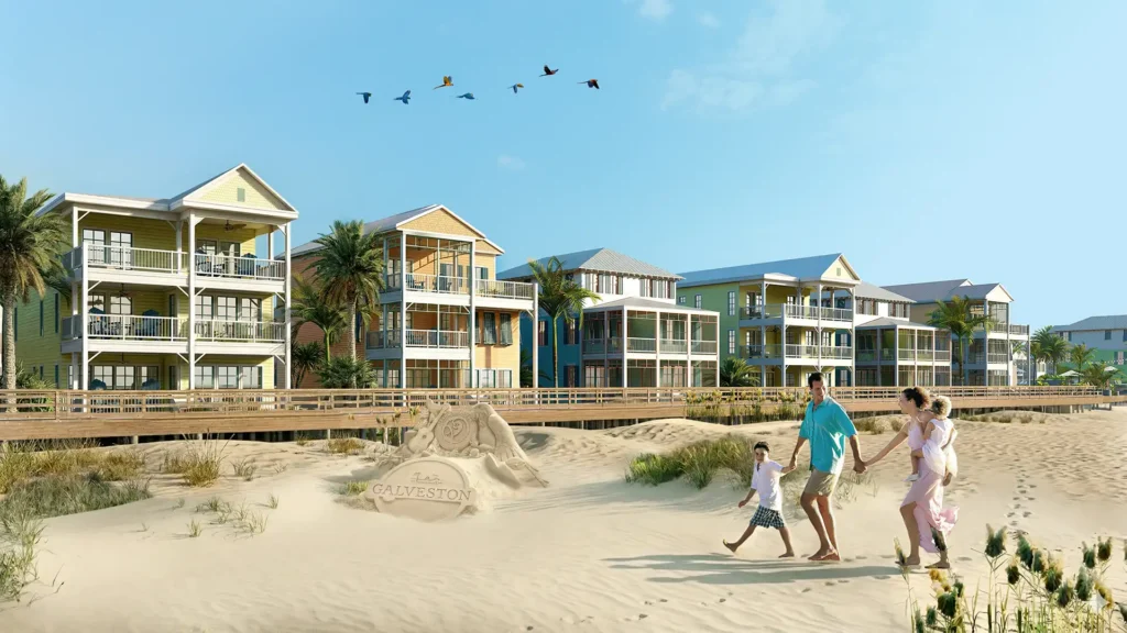Rendering — Family on the beach at Margaritaville Beach Cottage Resort Galveston, TX