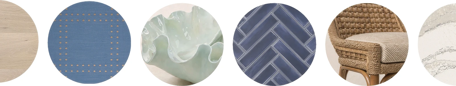 Coastal and island-inspired kitchen splashes, swatches and textures
